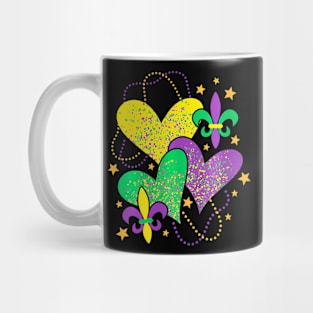 Cute Mardi Gras Love Hearts for Women Girls Kids Mug